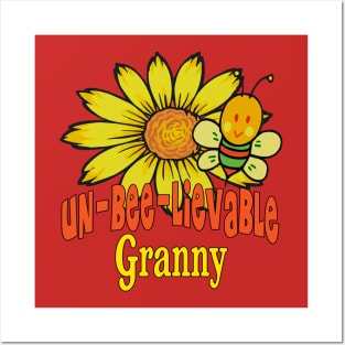 Unbelievable Granny Sunflowers and Bees Posters and Art